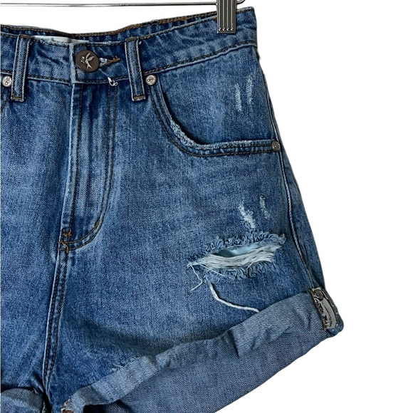 One Teaspoon | High Waist Bandits distressed cuffed denim shorts size 26 - Picture 5 of 11